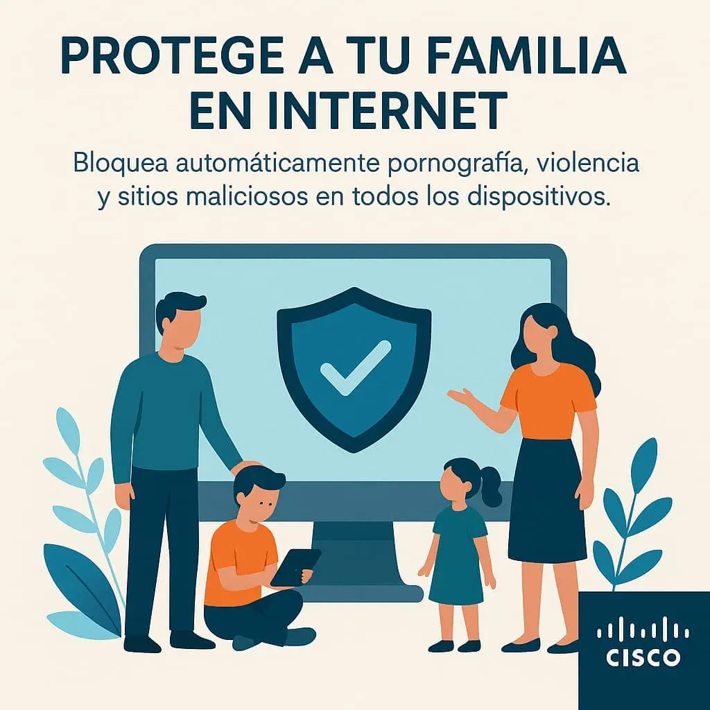 Familia navegando segura con WiFi protegido